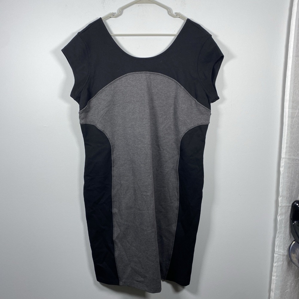 Women's Athleta Illusion‎ Pullover Black Grey Dress Women's Plus Size 1X Bodycon